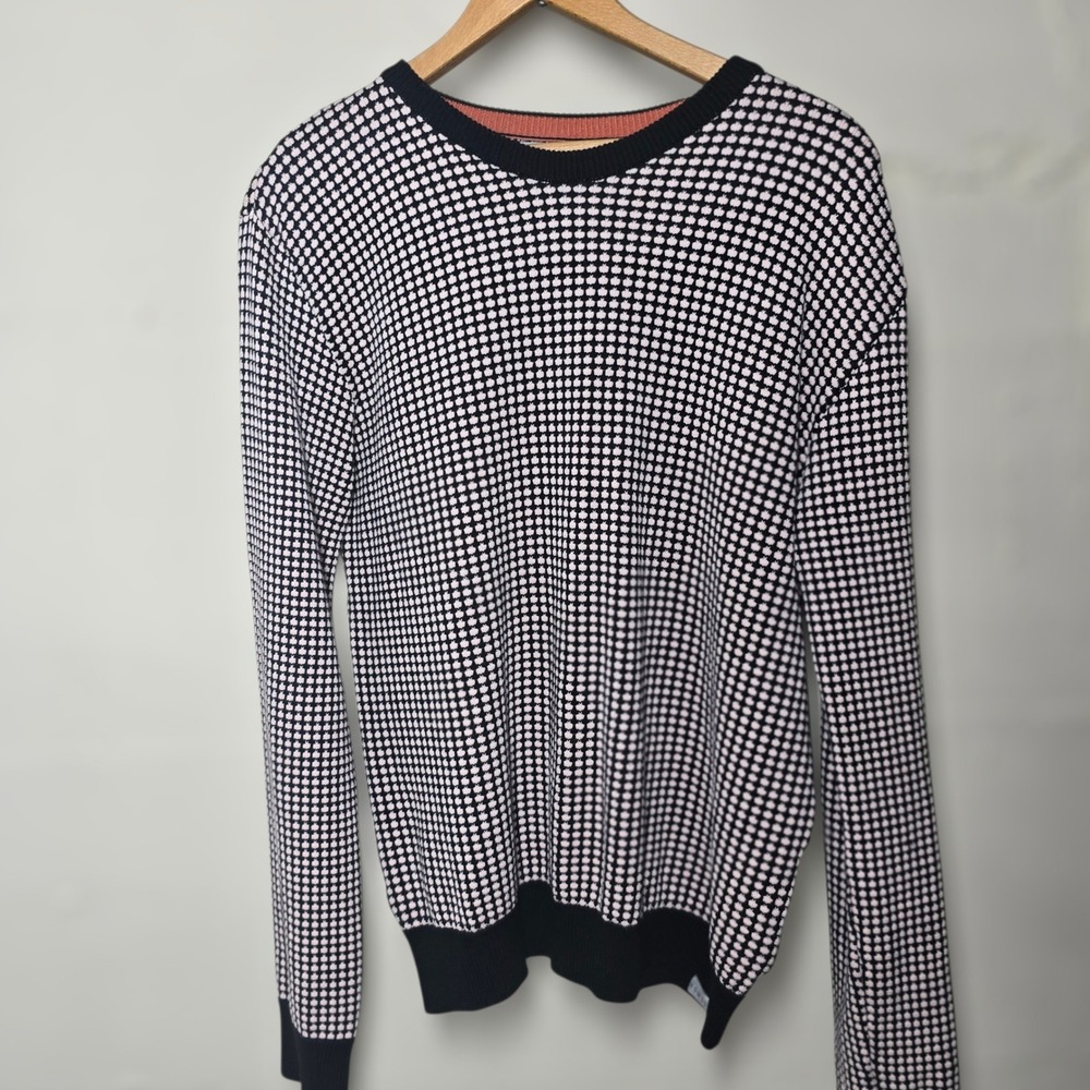 KOMODO Organic Cotton Eco Sweater Black White Crew Neck Knit Top‎ Women Size 4
